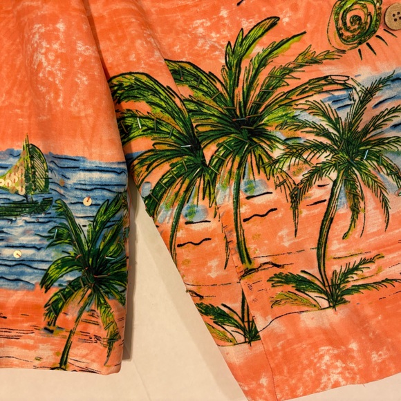 Vintage Nancy Bolen City Girl orange 100% silk blazer jacket tropical print S - Picture 2 of 10